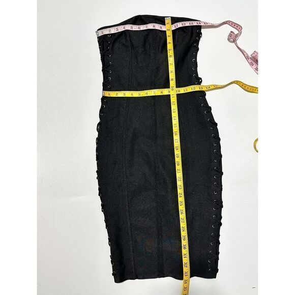 By the Way. Mimi Lace Up Strapless Dress Black Lace-Up Bandeau Corset Mini Small - Picture 10 of 14